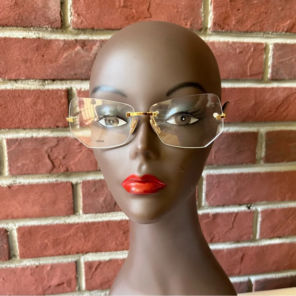 •Loewe LW50022U 030 Gold Rimless Eyeglasses Frame Made In Italy
